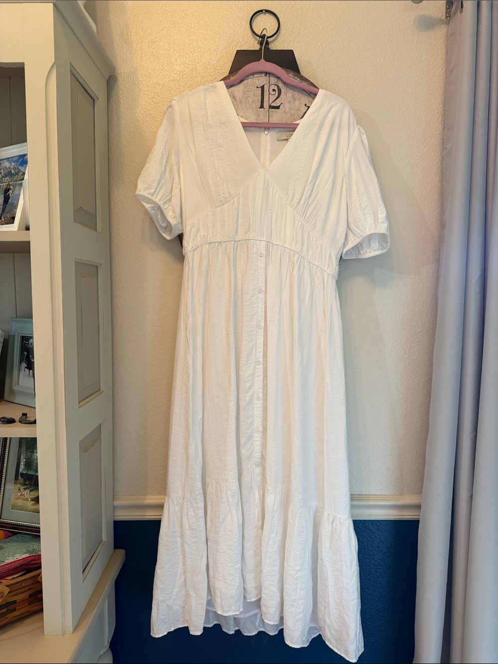 NWT Loft white vneck midi dress